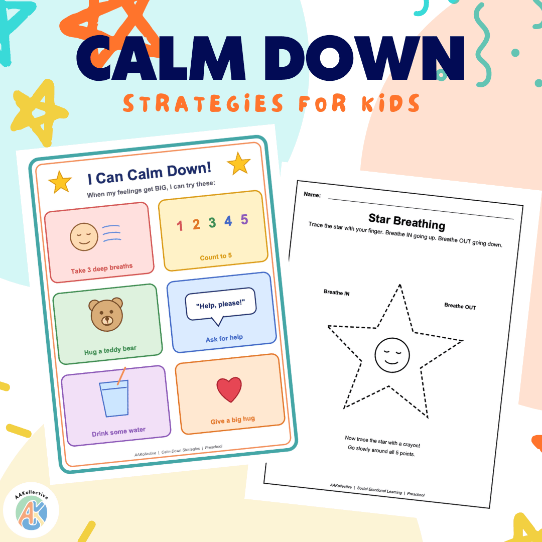 Calm Down Strategies for Kids | SEL Worksheets | Emotional Regulation Activities for Preschool & Kindergarten