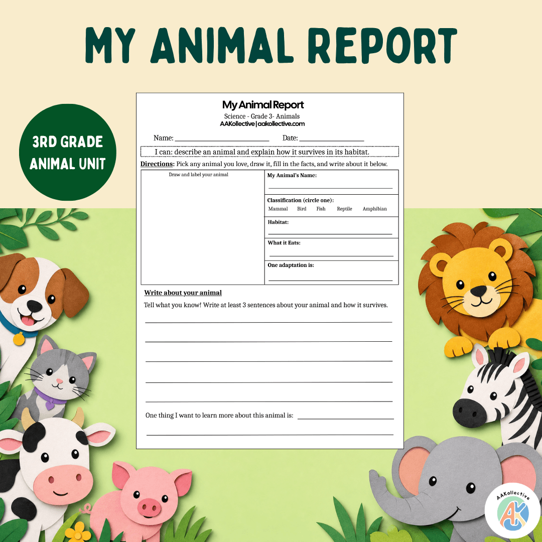 My Animal Report Template | 3rd Grade Animal Research Project